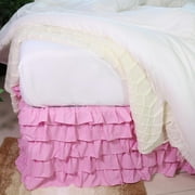 Pleated Ruffled Bed Skirt Solid Dust Ruffle and 4 Sizes (, Queen)