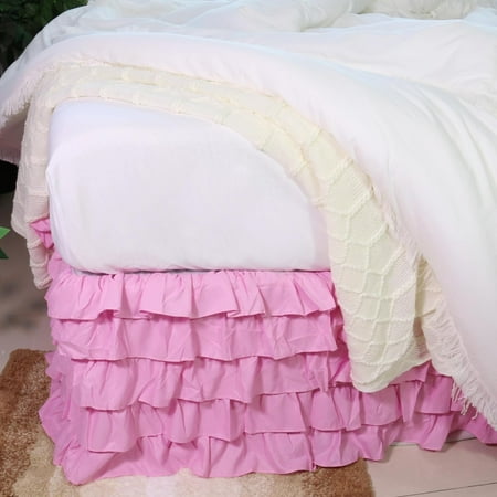 Pleated Ruffled Bed Skirt Solid Dust Ruffle and 4 Sizes (, Queen)