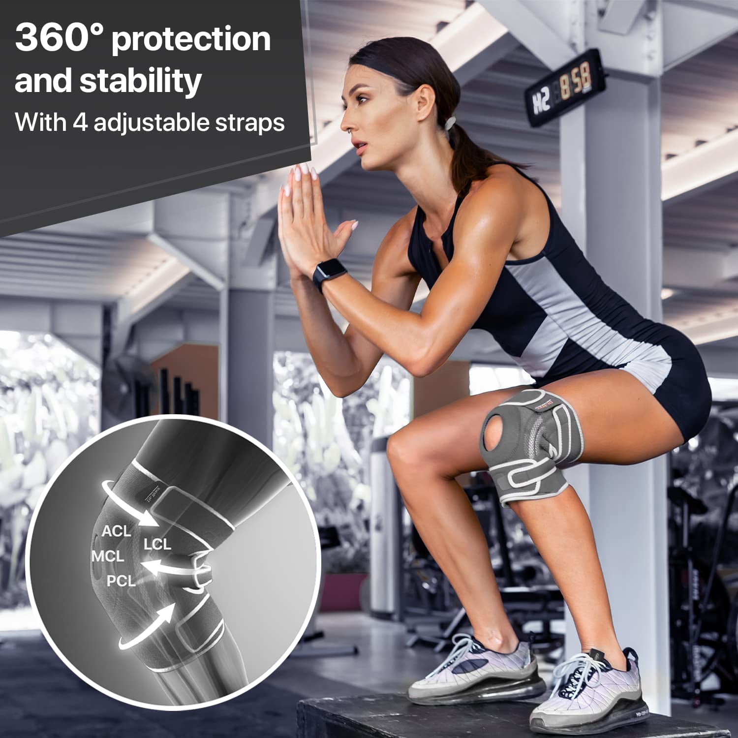 DR. BRACE Compression Knee Brace with Side Stabilizers & Patella Gel Pads, Knee Support for Knee Pain, Running & Sports, Men & Women (Moon, Medium)
