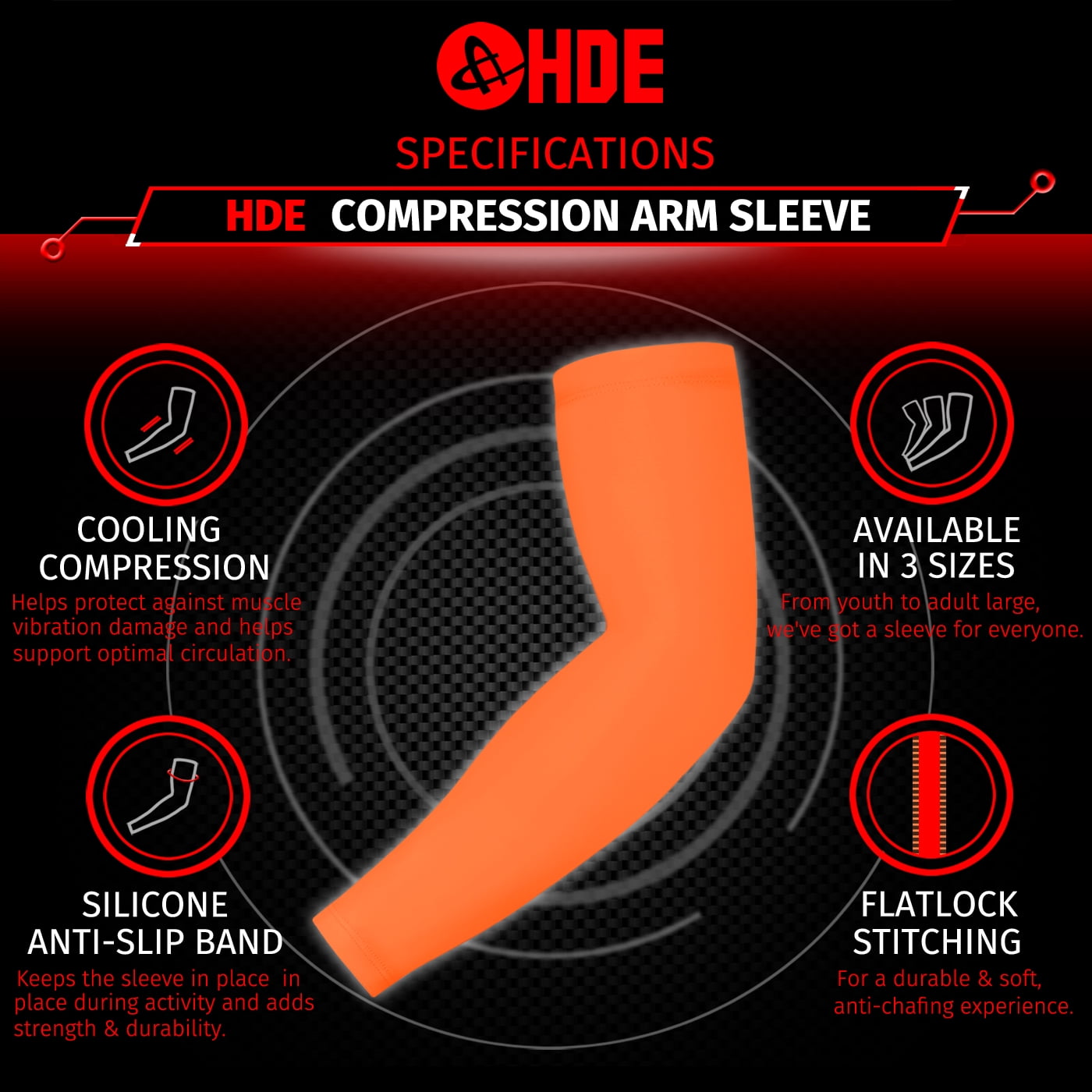 HDE Compression Arm Sleeves for Men Women, UV Protection for HDE Compression Arm Sleeves for Men Women, UV Protection for