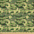 thumbnail image 2 of Ambesonne Army Green Fabric by the Yard Microfiber, Forest Camouflage Print, 2 Yards, Khaki Camel and Slate Brown, 2 of 2