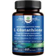 Natures Craft Reduced Glutathione Supplement with Antioxidants, Milk Thistle, and ALA, 120 Capsules