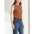 thumbnail image 6 of INSPIRE CHIC Women's Sleeveless Blouse Ruffled Pleated Wear-to-Work Chic Blouse M Brown, 6 of 8