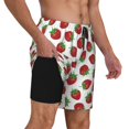 thumbnail image 2 of Yiaed Hand Drawn Strawberry Print Mens Swim Trunks Bathing Suit Compression Liner Beach Swim Shorts Swimwear Quick Dry Zipper Pocket No-Chafing Board Short-X-Large, 2 of 6