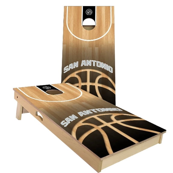 Skip's Garage | San Antonio Basketball Cornhole Board Set | Includes Boards & Bags | Choose Your Size & Accessories