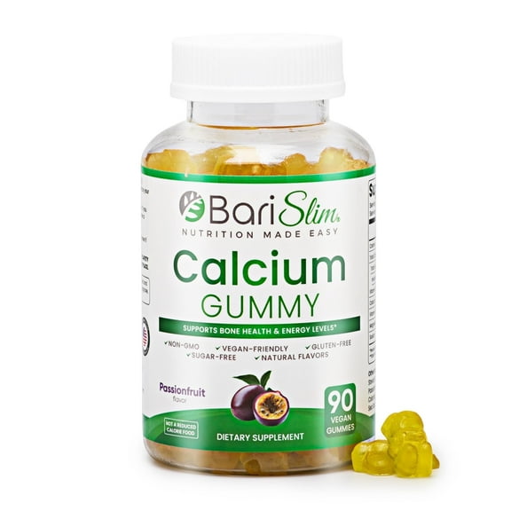 BariSlim Bariatric Calcium Gummies - Bariatric Vitamins for Patients After Weight Loss Surgery | Passionfruit (90 Vegan Gummies)