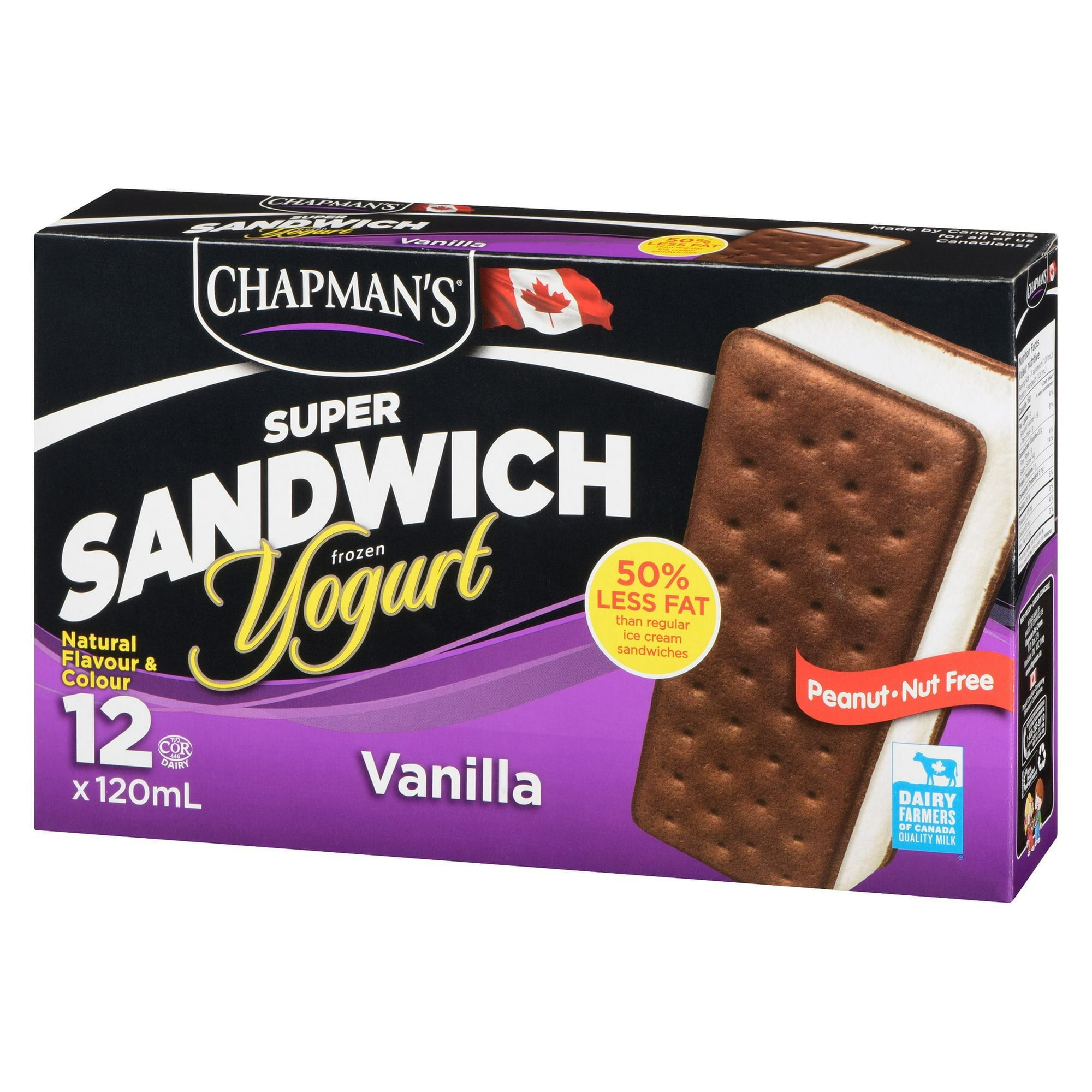 Chapman's Super Sandwich Vanilla Frozen Yogurt in a Box, 12 x 120mL