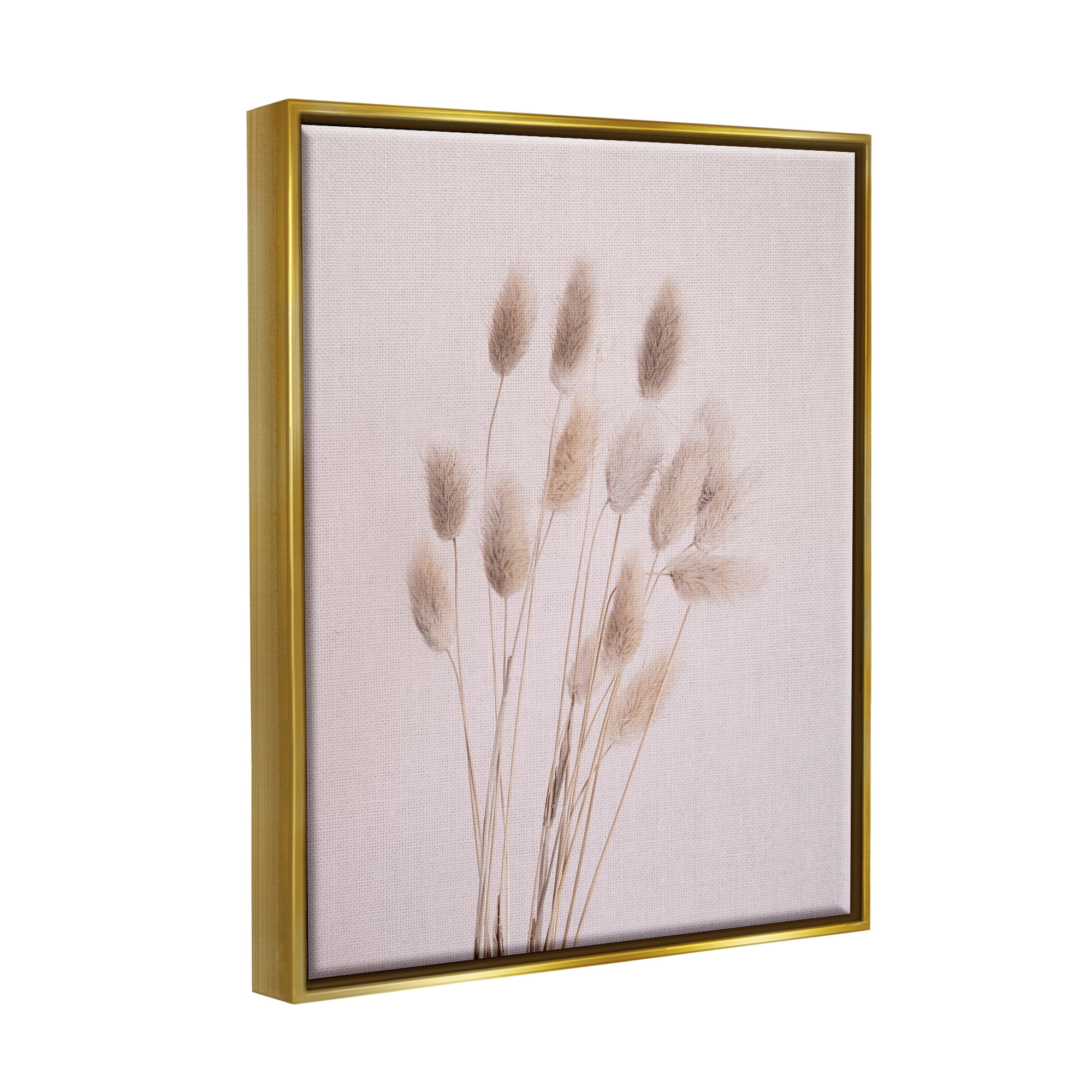 Stupell Industries Soft Pink Reed Sprigs Botanical & Floral Photography Gold Floater Framed Art Print Wall Art, 25 x 31