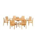 thumbnail image 4 of Grade-A Teak Dining Set: 8 Seater 9 Pc: 72" Round Table And 8 Hari Stacking Arm Chairs Outdoor Patio WholesaleTeak #51HR1709, 4 of 4