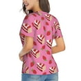 thumbnail image 3 of Vsdgher Strawberry Cake Women Shirts V Neck Short Sleeve Tops T-Shirt Basic Tees, S to 3XLLarge, 3 of 5