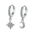 thumbnail image 3 of GKNET Womens Crystal Star Moon Dangle Drop 925 Silver Hoop Huggie Earrings-gold, 3 of 6