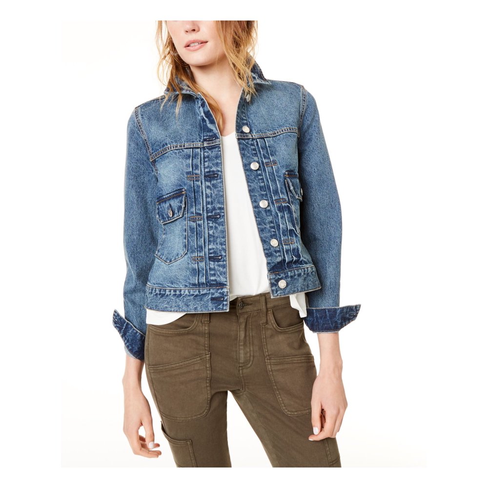 OAT OAT Womens Blue Buttonup Denim Jacket Size L