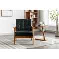 thumbnail image 2 of COOLMORE Mid-Century Modern Leisure Chair - PU Leather Barrel Chair with Solid Wood Armrest and Feet for Living Room, Bedroom, Studio - 25.39" x 27.95" x 30.31",Black PU, 2 of 9