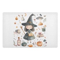 Yayeee Doormat for Indoor Entrance 32" x 20" Non Slippery Floor Rug, Watercolor Halloween Girl