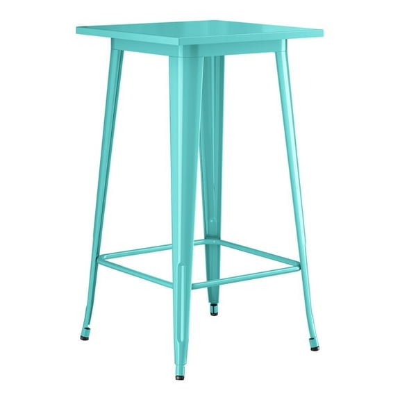 24" Square All Weather Seafoam Metal Restaurant Patio Bar Height Table For Indoor or Outdoor Use