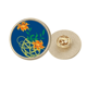 thumbnail image 1 of Paintingj apanese flor amarilla Broche de oro metálico circular, 1 of 3