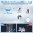 thumbnail image 4 of Hibbent All Metal Rain Shower Head, 12'' High Pressure Rainfall Square Showerhead with 16" Shower Head Extension Arm, Solid Brass Adjustable Shower Arm Extender, Waterfall Fixed Showerheads, Chrome, 4 of 7