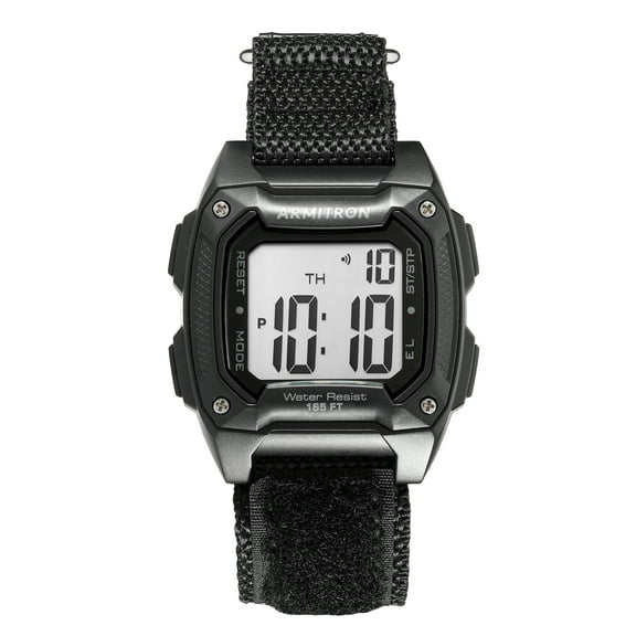 Armitron Unisex Adult Sport Black Digital Wristwatch with Wrap Around Closure and Fabric Band