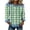 A Green, variant on Womens Long Sleeve Plaid Shirts Denim Patchwork Crew Neck Tunic Tops Loose Fit Comfy Daily Blouse B_Pink XXL