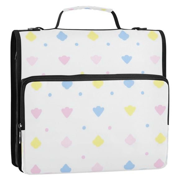 Colorful Pastel Shapes Pattern Stripes Lines Zipper Binder Bag 3 Ring Binder Bag,Large Capacity Durable Binder Organizer Bag