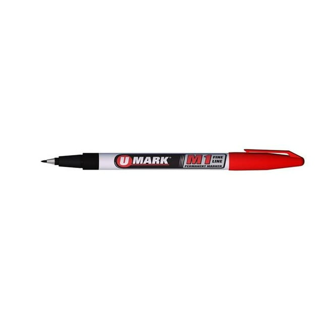 U-Mark UMARK10584 Marqueur Permanent à Ligne Fine, Rouge - Lot de 12