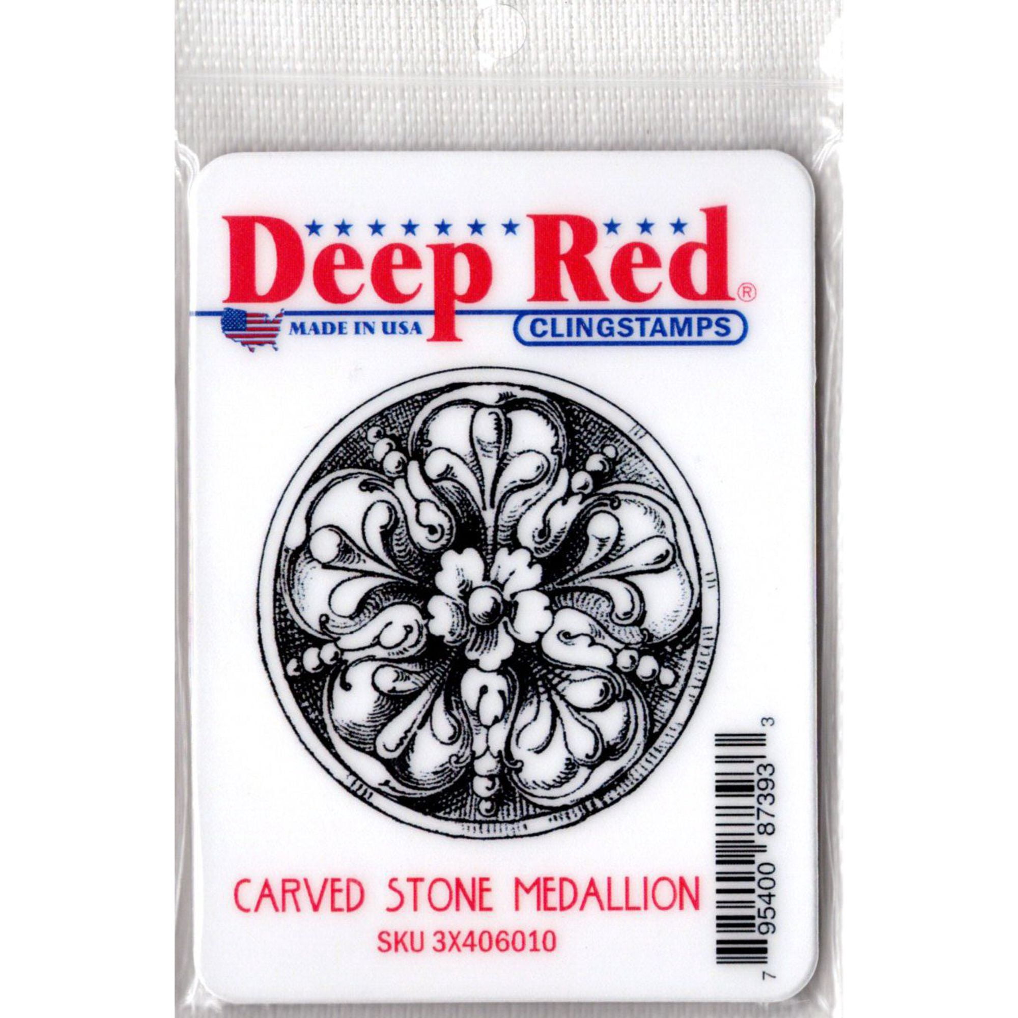 Deep Red Stamps Carved Stone Medallion Rubber Cling Stamp - Walmart.com