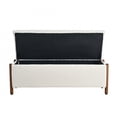 thumbnail image 2 of VKNOW Chenille Storage Bench with Solid Wood Legs and Hinged Lid for Bedroom Entryway and Living Room，Beige, 2 of 11