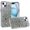 Purple, variant on For iPhone 15 Plus / iPhone 14 Plus Charming Hearts Bling Diamonds Stones Chrome Hybrid Case - Silver