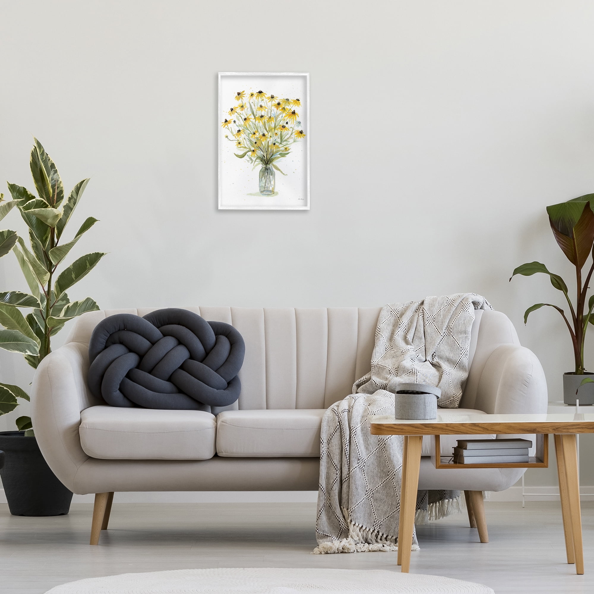 Stupell Industries Black-Eyed Susans Botanical & Floral Painting White Framed Art Print Wall Art, 16 x 24