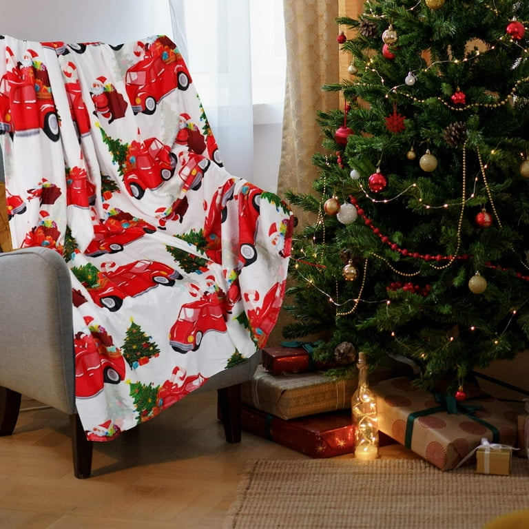 Red Truck Christmas Blanket Throw Winter for Women Men Teens Christmas Tree Santa Candy Cane Throw Blankets Cute Red Christmas Blankets and Throws Soft Decor Stuff 50x60 inch Walmart