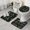 Black Cartoon Dinosaurs-2, variant on Black Cartoon Dinosaurs Pattern Bathroom Rugs Sets 3 Piece,Toilet Cover Set,Absorbent Non Slip Bathroom Mats Sets with U-Shaped Contour Rug Toilet Rug Set