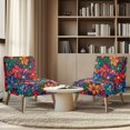 thumbnail image 4 of HELLHERO Stain Protection Armless Accent Chair Cover for Dining Room, Comfortable Armless Accent Chair Cover Protector, Retro Colourful Pop Floral, 4 of 8