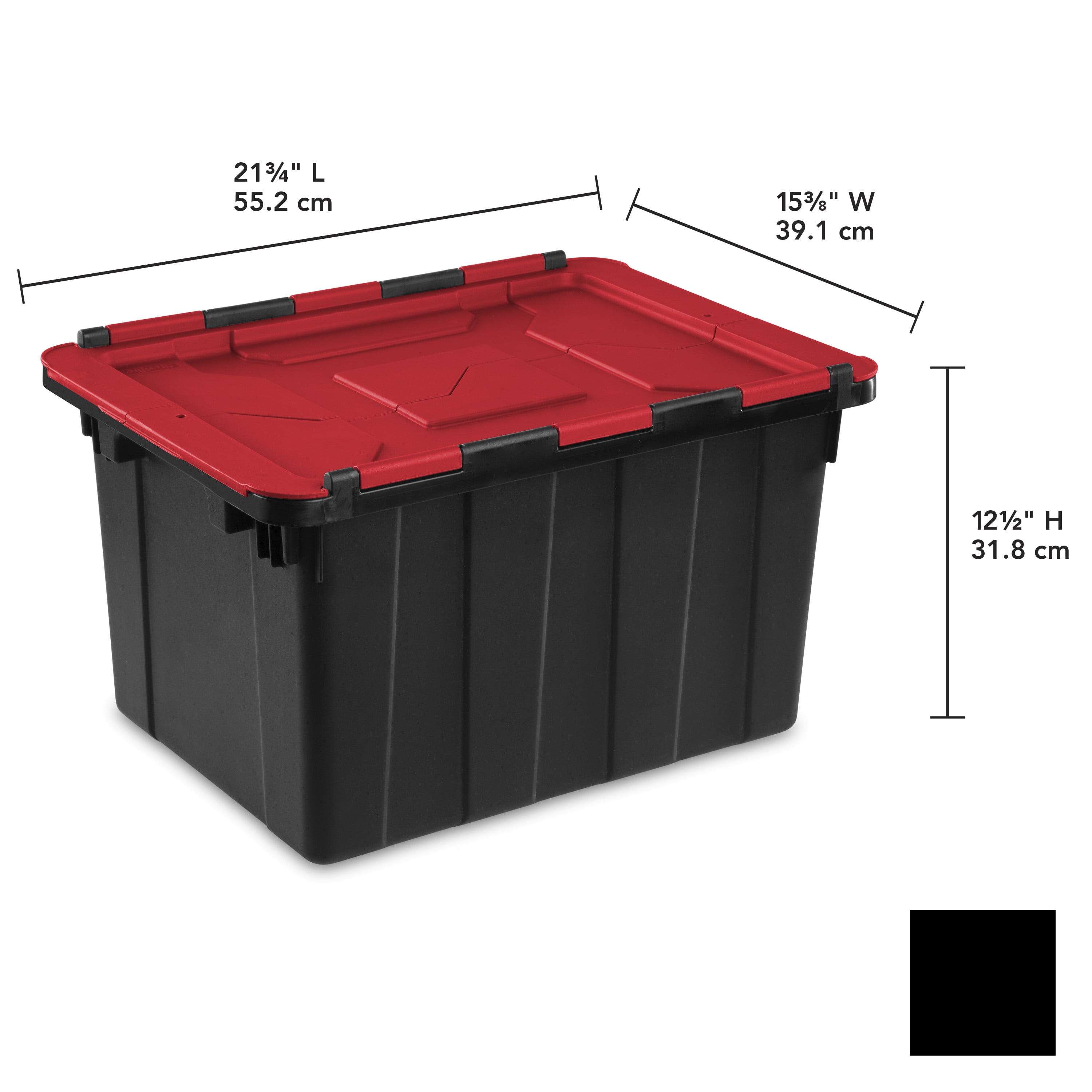 TEJAL 12 Gallon Commercial Flip Top Tote Storage Container (PACK OF 6)  Industrial Plastic Storage Tote with Hinged Attached Lid (22.05 in. L x  15.40
