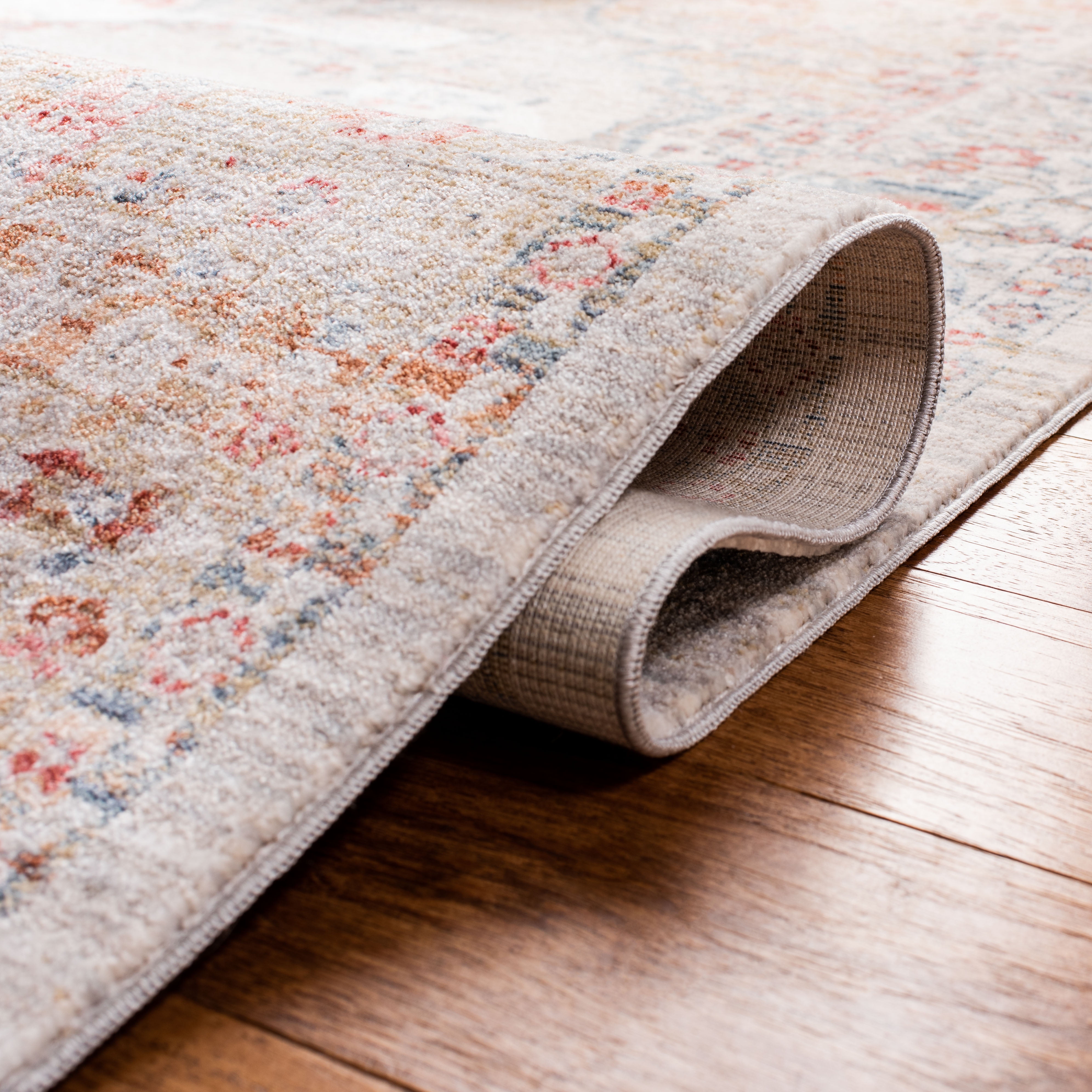 SAFAVIEH Kenitra Georgiana Distressed Polyester Area Rug, Grey/Light Blue, 3' x 5'