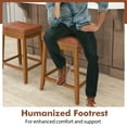 thumbnail image 4 of Costway Saddle Bar Stools Set of 4 with PU Leather Seat Solid Rubber Wood Frame Footrest, 4 of 8