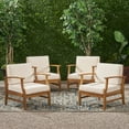 thumbnail image 3 of GDF Studio Abena Outdoor Acacia Wood Club Chairs with Cushions, Set of 4, Teak and Cream, 3 of 10