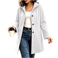 thumbnail image 2 of MOONDU Women's Faux Suede Coat Pea Coat Hooded Button Down Mid-Length Drawstring Long Sleeve with Pockets Casual Fall Winter Daily Wear Top 8 Colors, 2 of 8