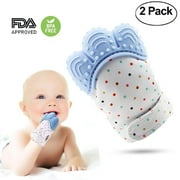 Baby Teething Mittens Baby Teethers – Silicone baby teethers – Teething Toys Infant Glove for Pain relief and Sore Gums – 2 Pcs