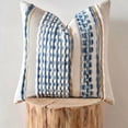 thumbnail image 6 of Fancy Homi 2 Pc Textured Chenille Throw Pillow Cover, 18x18 Inch, Boho  Sky Blue Striped Decorative Cushion Case for Couch Living Room Bed, 6 of 8
