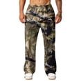 thumbnail image 4 of Havenx Mens Camo Sweatpants Wide Leg Dry Leaf Print Elastic Waist Pants with Pockets Open Bottom Camouflage Bottoms Jogger Workout Casual Fashion Loose Fit Streetwear,Brown M, 4 of 7
