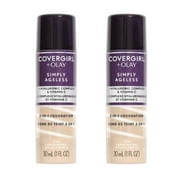 (2 pack) COVERGIRL + OLAY Simply Ageless 3-in-1 Liquid Foundation, 220 Creamy Natural