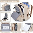 thumbnail image 7 of DAKIMOE Extra Large Travel Backpack for Women Men Carry On Backpacks with Shoe Pouch Water Resistant Laptop Flight Approved Daypack for Weekender Hiking, Beige, 7 of 7