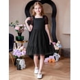 thumbnail image 4 of Oudiya Girls Tulle Dresses Puff Sleeve Bow Tie Back Spring Summer Party Holiday Dress for Kids 6-16, 4 of 6