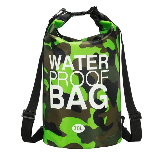 Bolsa Secadora Impermeable, Bolsas Impermeables Silbato Camuflaje Verde 30L