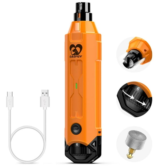 Casfuy 6-Speed Dog Nail Grinder - Newest Enhanced Pet Nail Grinder Super Quiet Rechargeable Electric Dog Nail Trimmer Painless Paws Grooming & S