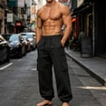 thumbnail image 2 of Lmueinov Mens Cargo Jogger Pants with Zip Pockets Outdoor Drawstring Elastic Waist Athletic Pants for Men Loose Fit Gym Workout Running Casual Pants, 2 of 8