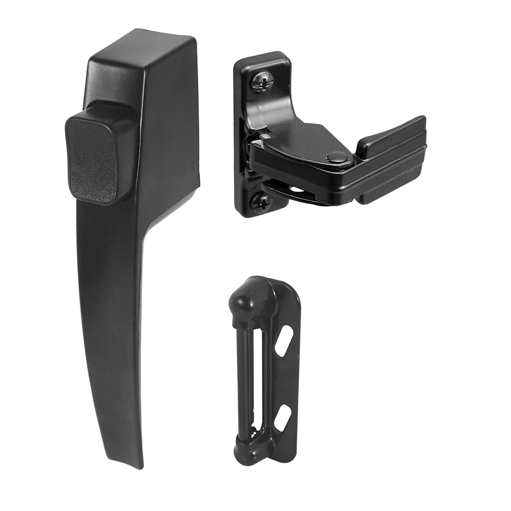 Push Button Screen/Storm Door Latch Set, Black (1set)