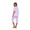 thumbnail image 6 of ANLIQI Women's Cotton Capri Pajama Sets Soft Short Sleeve Sleepwear with Pants Two-Piece Pjs with Pockets(Light Purple, Small), 6 of 8
