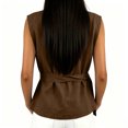 thumbnail image 4 of Sewkxo Womens Linen Cotton Crop Tank Tops Tie Wrap Sleeveless Crew Neck Shirts Casual Summer Beach Going Out Tops,Coffee S, 4 of 5