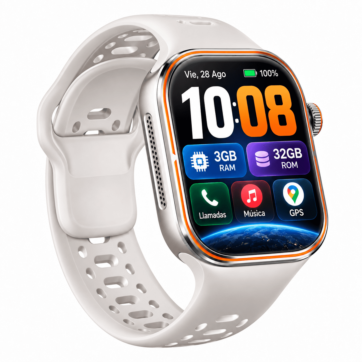 UBABAI 4G Android 10 Smartwatch Phone with Sim Card Slot 2.06 in Amoled Display 2MP Rotating Camera Gps 3GB Ram 32GB Rom